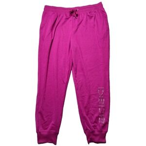 BEBE SPORT Women‎ Plus Size 2X Festival Fuschia Nailhead Jogger Sweatpants NEW